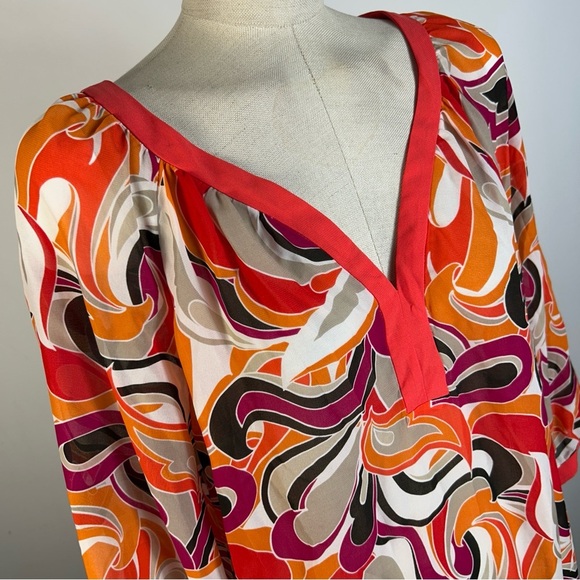 ❤️ Banana Republic Colorful Swirl Blouse L - Picture 3 of 8